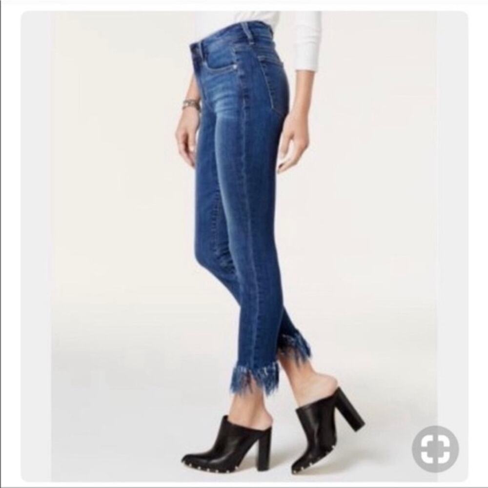 Chelsea & Violet Fringe Denim Crop Ankle Jeans Size 28 Boho Frayed Raw Hem